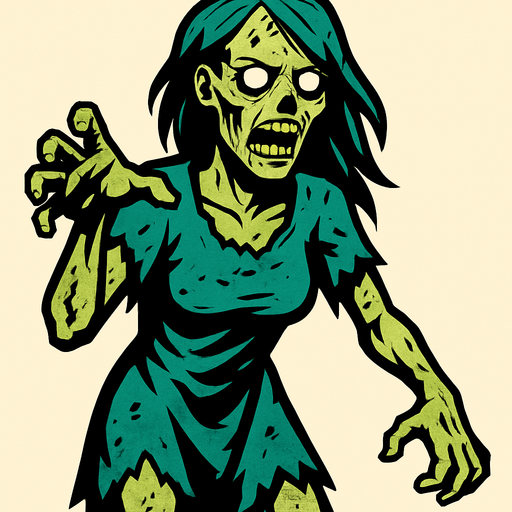 kadın zombi.
In-Game asset.  2d.  High contrast.  No shadows