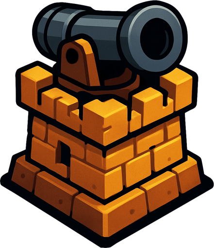 izometric cannon tower.
In-Game asset.  2d.  High contrast.  No shadows. izometric