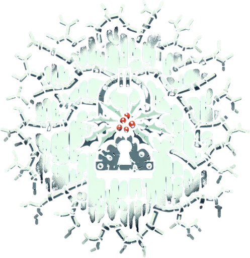 eerie christmas inspired mistletoe lock with a resident evil style.
Single Game Texture. In-Game asset. 2d. Blank background. High contrast. No shadows.