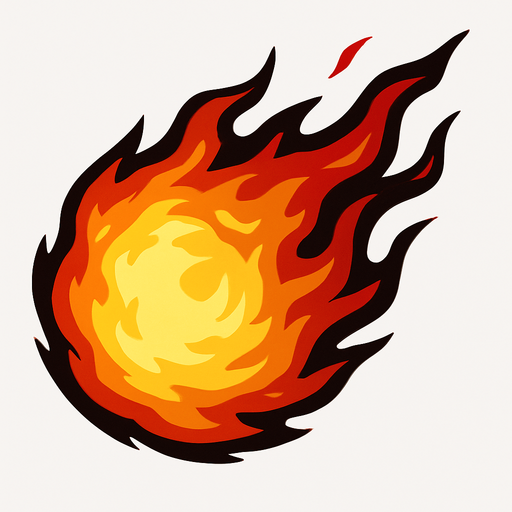 fireball.
In-Game asset.  2d.  High contrast.  No shadows