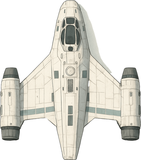 white good guys spaceship top view.