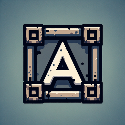 La lettre A encadrée..
Single Game Texture. In-Game asset. 2d. Blank background. High contrast. No shadows.