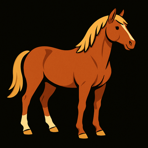 horse with black background.
In-Game asset.  2d.  High contrast.  No shadows