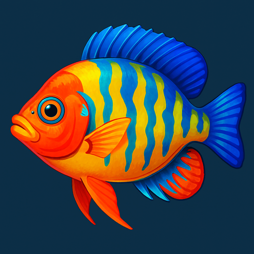 colorfull realistic fish.
In-Game asset.  2d.  High contrast.  No shadows