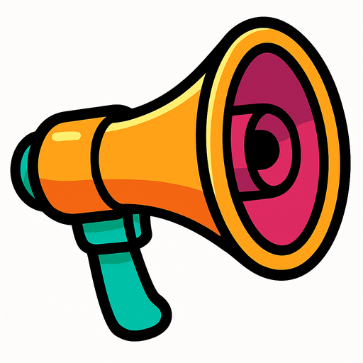 cartoon megaphone.
In-Game asset.  2d.  High contrast.  No shadows