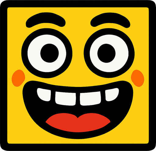 funny square.
In-Game asset.  2d.  High contrast.  No shadows