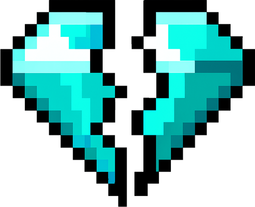 2d pixel bir elmas ama ortadan ikiye ayrılmış.
In-Game asset.  2d.  High contrast.  No shadows