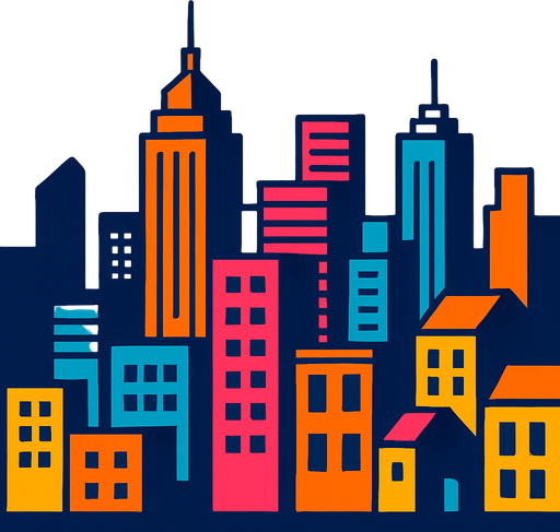 Fond d'écran ville.
In-Game asset.  2d.  High contrast.  No shadows