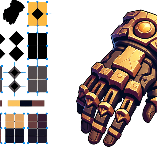 A hand Single Game Texture. In-Game asset. 2d. Blank background. High contrast. No shadows.