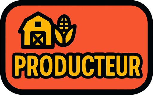 PRODUCTEUR BUTTON.
In-Game asset.  2d.  High contrast.  No shadows