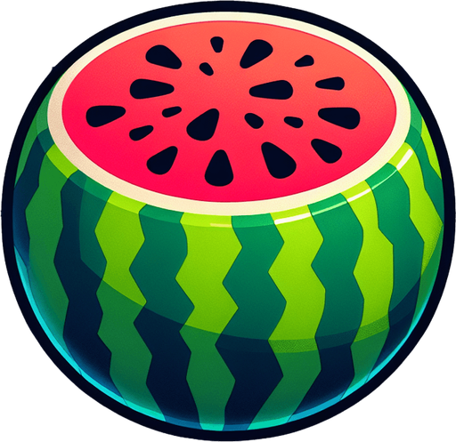 watermelon,cartoon,2d,blank background.
Single Game Texture.  In-Game asset.  2d.  Blank background.  High contrast.  No shadows
