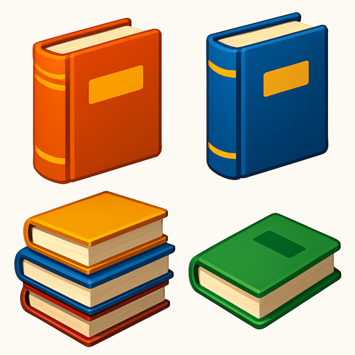 Pack of different books.
In-Game asset.  High contrast.  No shadows. 3D