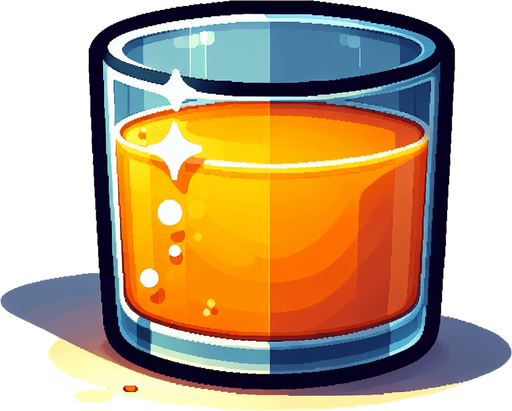 A nice glass of orange juice.
Single Game Texture. In-Game asset. 2d. Blank background. High contrast. No shadows.