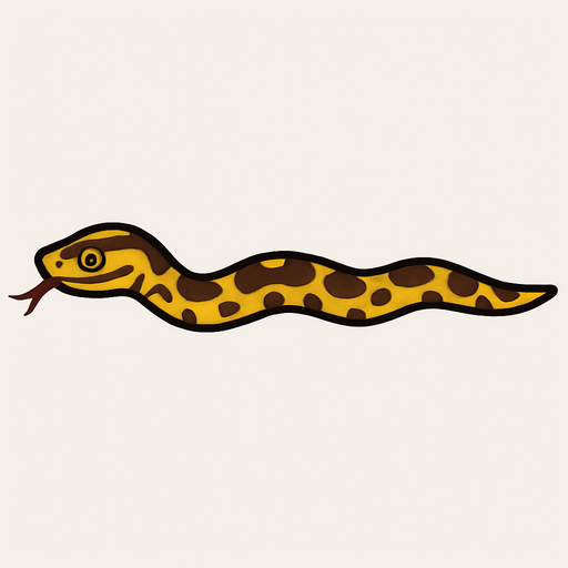 crea la imagen de una serpiente totalmente estirada.
In-Game asset.  2d.  High contrast.  No shadows