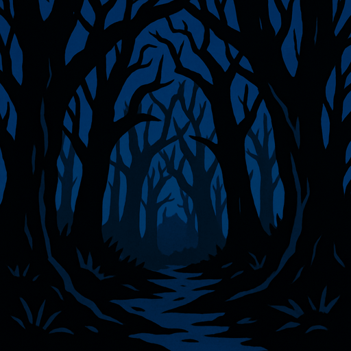 Dark forrest.
In-Game asset.  2d.  High contrast.  No shadows