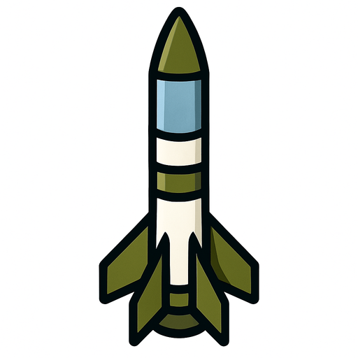 A surface-to-air (SAM) missile..
In-Game asset.  2d.  High contrast.  No shadows