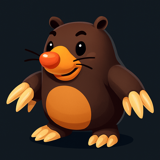 3d köstebek.
In-Game asset.  2d.  High contrast.  No shadows
