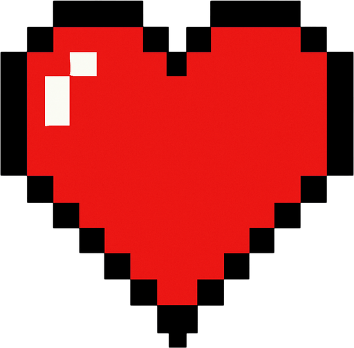 red heart 8-bit mario.
In-Game asset.  2d.  High contrast.  No shadows