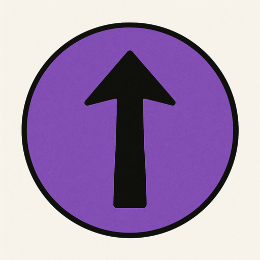 Purple circle. With an arrow facing up.
Please..
2d