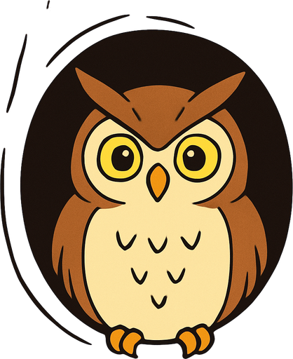 gambar 2d anime burung hantu dalam lubang pohon.
In-Game asset.  2d.  High contrast.  No shadows