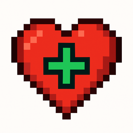 Healt restore pixel.
In-Game asset.  2d.  High contrast.  No shadows