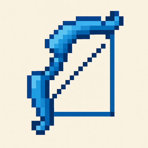 blue pixel bow for 2d game archer.
In-Game asset.  2d.  High contrast.  No shadows