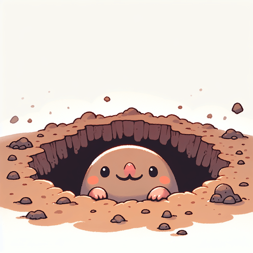 an mole coming out of a hole.
Single Game Texture. In-Game asset. 2d. Blank background. High contrast. No shadows.