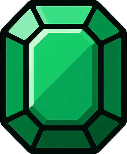 Emerald.
In-Game asset.  2d.  High contrast.  No shadows