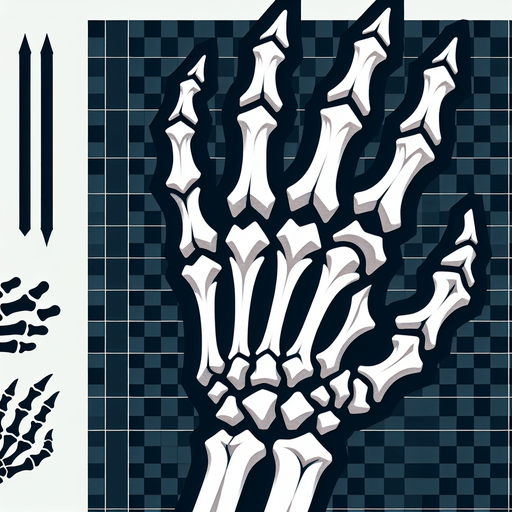 stylized skeleton hand.
Single Game Texture. In-Game asset. 2d. Blank background. High contrast. No shadows.