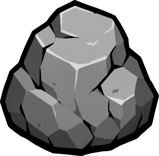 Rock (Gray).
In-Game asset.  2d.  High contrast.  No shadows
