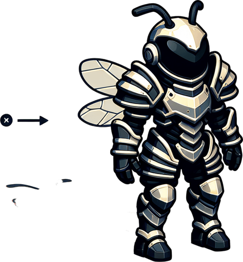 A small armour fit for honeybee.
Single Game Texture. In-Game asset. 2d. Blank background. High contrast. No shadows.