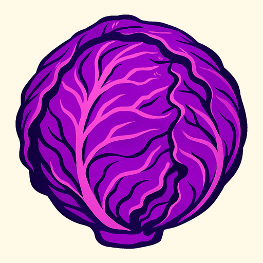 purple cabbage.
2d.  High contrast.  No shadows