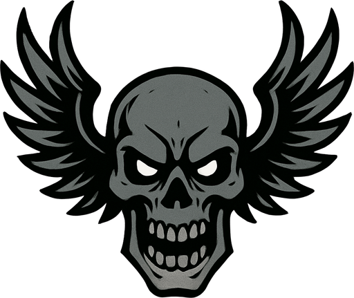 winged evil gray skull.
In-Game asset.  2d.  High contrast.  No shadows