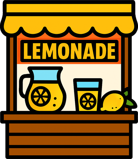 lemonade stand.
In-Game asset.  2d.  High contrast.  No shadows