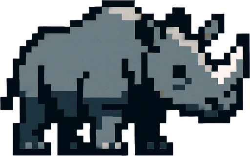 Rhino 8bit.
In-Game asset.  2d.  High contrast.  No shadows
