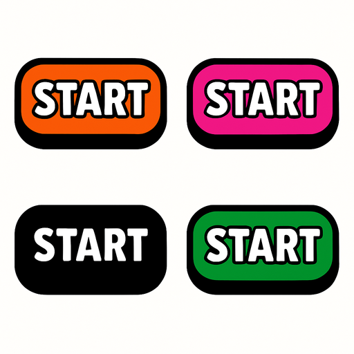 pack of Start game button.
In-Game asset.  2d.  High contrast.  No shadows