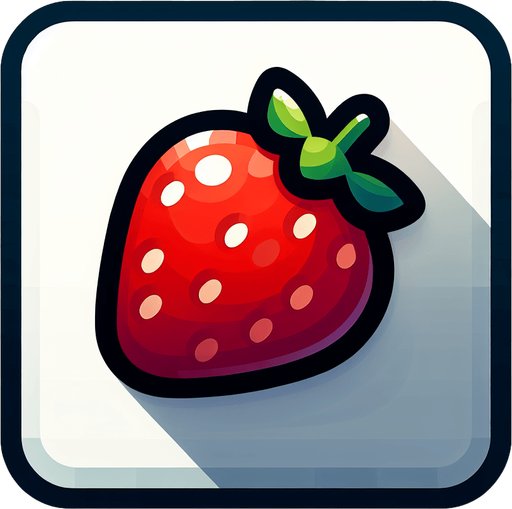 çilek.
Single Game Texture. In-Game asset. 2d. Blank background. High contrast. No shadows.