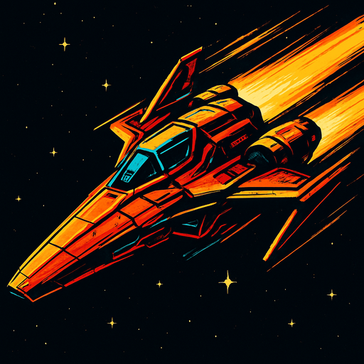 The image of the world fastest spaceship.
In-Game asset.  2d.  High contrast
