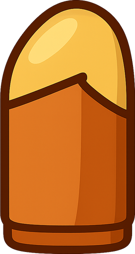 a player bullet. No background. Transparent background. Blank background. No shadows. 2d. In-Game asset. flat