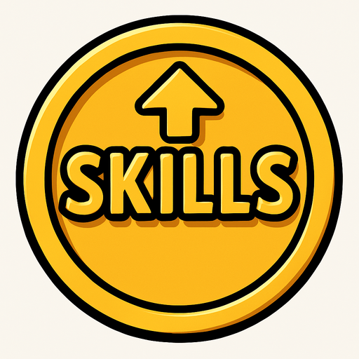 Skills coin.
In-Game asset.  2d.  High contrast.  No shadows