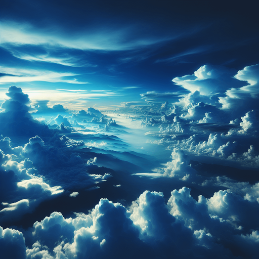 above the clouds in a blue sky