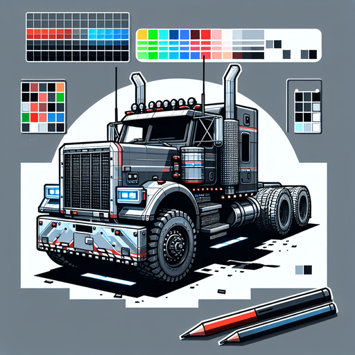 create a truck.
Single Game Texture.  In-Game asset.  2d.  Blank background.  High contrast.  No shadows