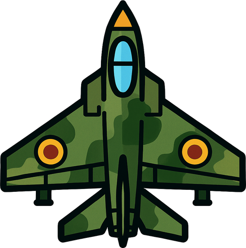 2D Düz bir savaş uçağı.
In-Game asset.  2d.  High contrast.  No shadows