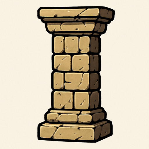 una columna de piedra.
In-Game asset.  2d.  High contrast.  No shadows