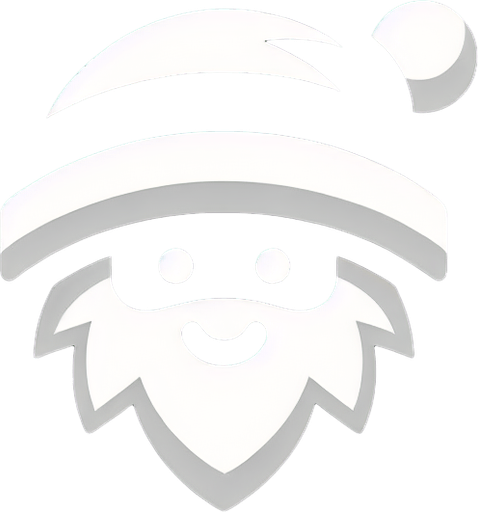 b&w smiling Santa Clauss' head icon Single Game Texture. In-Game asset. 2d. Blank background. High contrast. No shadows.