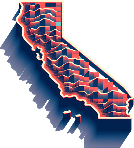 the shape of CALIFORNIA.
Single Game Texture. In-Game asset. 2d. Blank background. High contrast. No shadows.