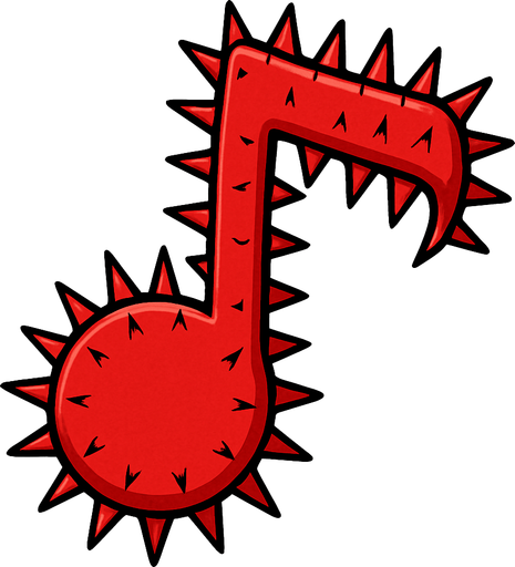 Red Spike "Music Note" shape.
In-Game asset.  2d.  High contrast.  No shadows