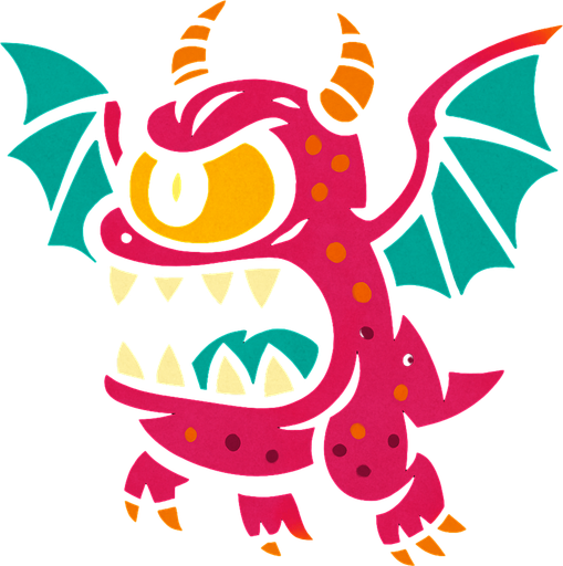montruo volado.
In-Game asset.  2d.  High contrast.  No shadows