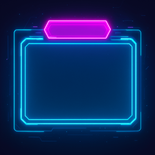 Neon cyberpunk tab selected empty blank hologram glowing 3d flat