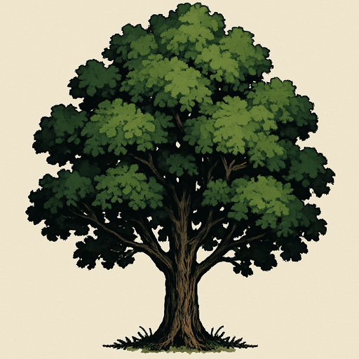 A realistic tree.
In-Game asset.  2d.  High contrast.  No shadows